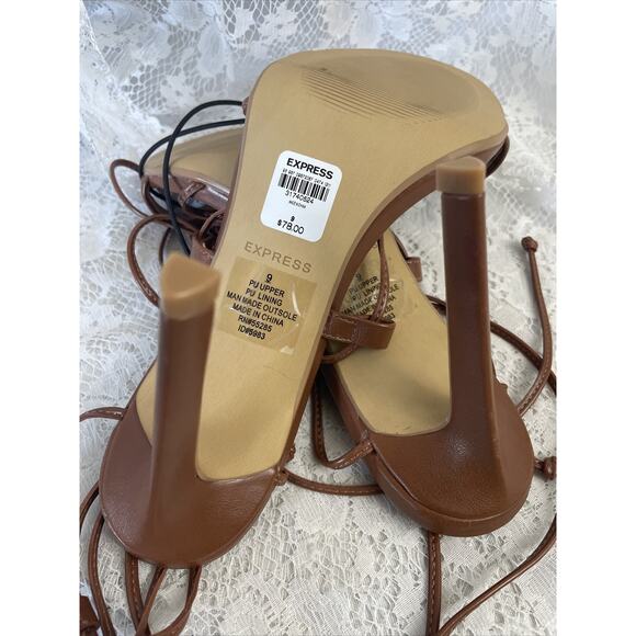 Express Women's Size 9 Tie-Up Gladiator Heeled Sandals whit tag see photos - Picture 5 of 10